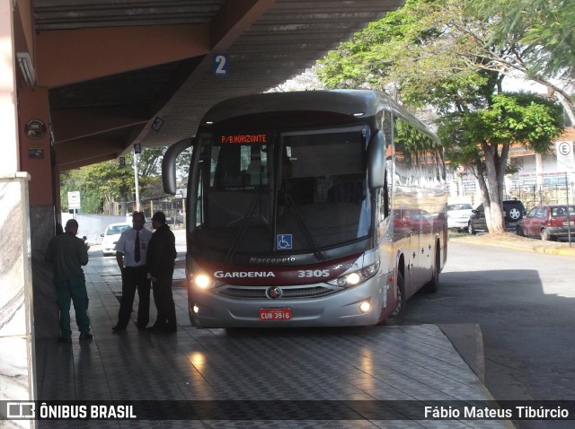 Expresso Gardenia 3305 na cidade de Três Corações, Minas Gerais, Brasil, por Fábio Mateus Tibúrcio. ID da foto: 8427602.