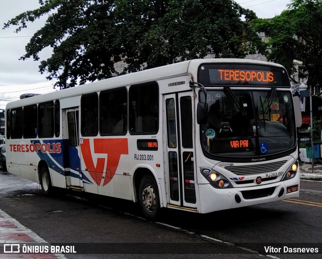 Viação Teresópolis RJ 203.001 na cidade de Guapimirim, Rio de Janeiro, Brasil, por Vitor Dasneves. ID da foto: 8434504.