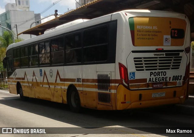 Companhia Carris Porto-Alegrense 0863 na cidade de Porto Alegre, Rio Grande do Sul, Brasil, por Max Ramos. Número da foto: #7485627.