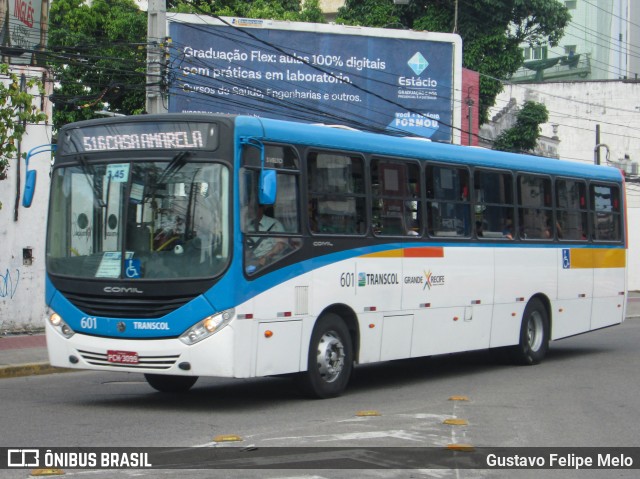 Transcol - Transportes Coletivos Ltda. 601 na cidade de Recife, Pernambuco, Brasil, por Gustavo Felipe Melo. ID da foto: 7521824.