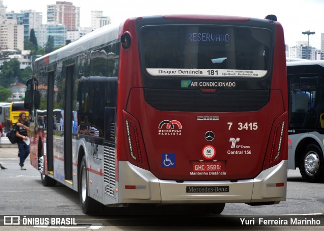 Viação Metrópole Paulista - Zona Sul 7 3415 na cidade de São Paulo, São Paulo, Brasil, por Yuri Ferreira Marinho. Número da foto: #7521744.