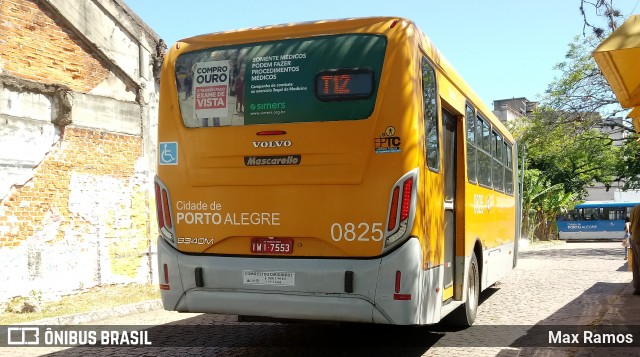 Companhia Carris Porto-Alegrense 0825 na cidade de Porto Alegre, Rio Grande do Sul, Brasil, por Max Ramos. ID da foto: 7523981.