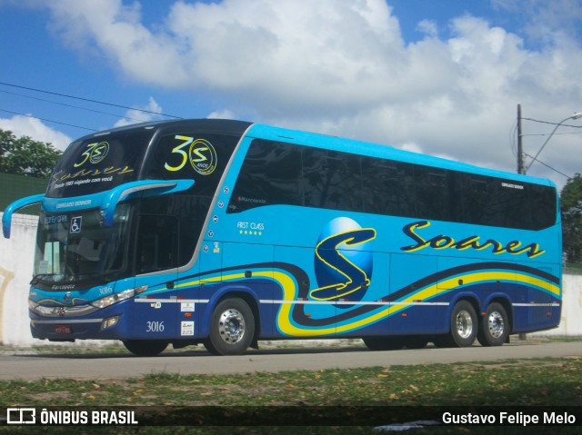 Soares Turismo e Fretamento 3016 na cidade de Recife, Pernambuco, Brasil, por Gustavo Felipe Melo. Número da foto: #7528534.