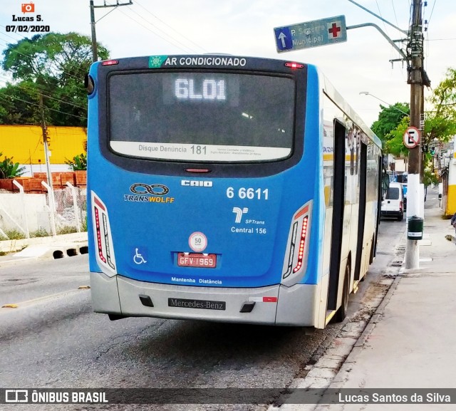 Transwolff Transportes e Turismo 6 6611 na cidade de São Paulo, São Paulo, Brasil, por Lucas Santos da Silva. Número da foto: #7534611.