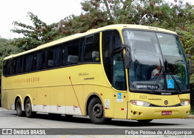 Viação Itapemirim 5523 na cidade de São Paulo, São Paulo, Brasil, por Felipe Pessoa de Albuquerque. ID da foto: 7540721.