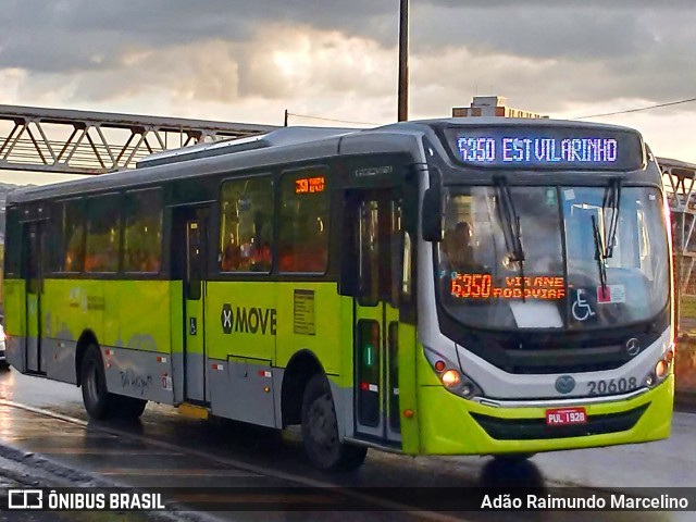 SM Transportes 20608 na cidade de Belo Horizonte, Minas Gerais, Brasil, por Adão Raimundo Marcelino. ID da foto: 7543503.