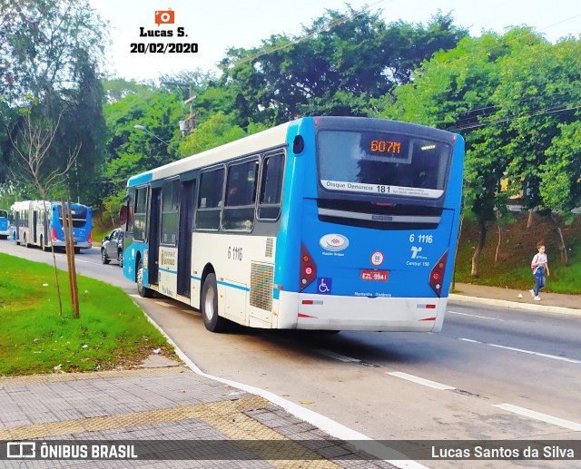 Viação Grajaú S.A. 6 1116 na cidade de São Paulo, São Paulo, Brasil, por Lucas Santos da Silva. ID da foto: 7545485.