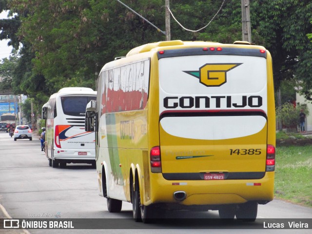 Empresa Gontijo de Transportes 14385 na cidade de Uberlândia, Minas Gerais, Brasil, por Lucas Vieira. ID da foto: 7549237.