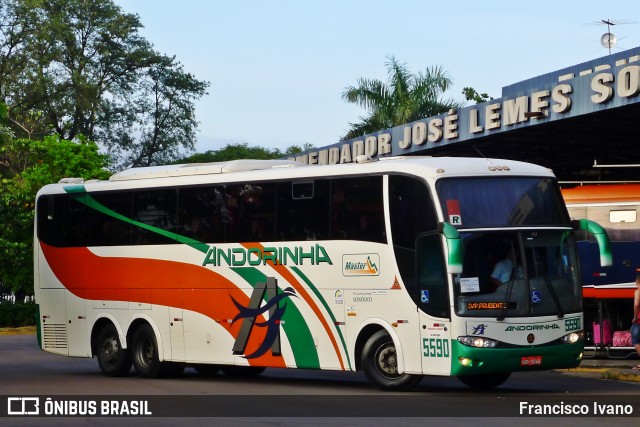 Empresa de Transportes Andorinha 5590 na cidade de Presidente Prudente, São Paulo, Brasil, por Francisco Ivano. ID da foto: 7548704.