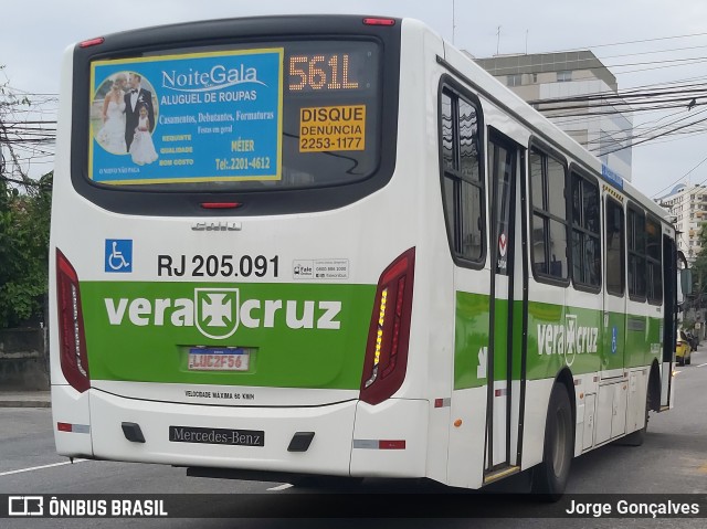 Viação Vera Cruz RJ 205.091 na cidade de Rio de Janeiro, Rio de Janeiro, Brasil, por Jorge Gonçalves. ID da foto: 7555945.