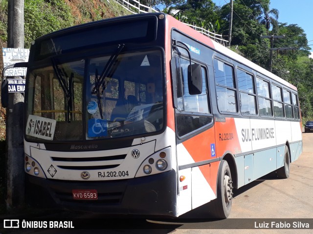 Viação Sul Fluminense RJ 202.004 na cidade de Valença, Rio de Janeiro, Brasil, por Luiz Fabio Silva. Número da foto: #7559390.