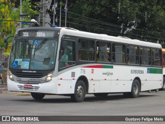 Borborema Imperial Transportes 716 na cidade de Recife, Pernambuco, Brasil, por Gustavo Felipe Melo. ID da foto: 7498013.