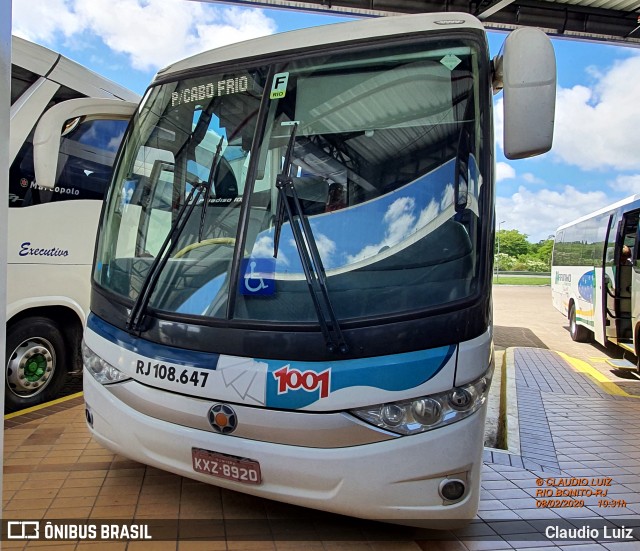 Auto Viação 1001 RJ 108.647 na cidade de Rio Bonito, Rio de Janeiro, Brasil, por Claudio Luiz. ID da foto: 7510809.