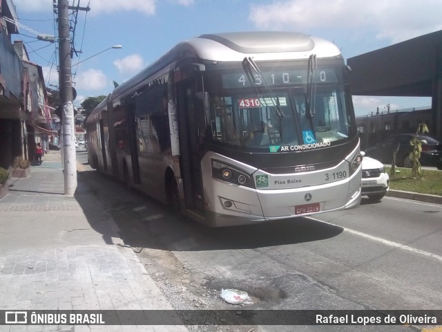 Viação Metrópole Paulista - Zona Leste 3 1190 na cidade de São Paulo, São Paulo, Brasil, por Rafael Lopes de Oliveira. Número da foto: #7508665.