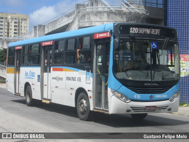 Expresso Vera Cruz 416 na cidade de Recife, Pernambuco, Brasil, por Gustavo Felipe Melo. Número da foto: #7595927.