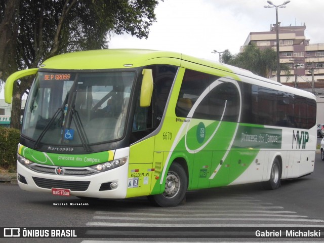 Expresso Princesa dos Campos 6670 na cidade de Ponta Grossa, Paraná, Brasil, por Gabriel Michalski. ID da foto: 7598778.