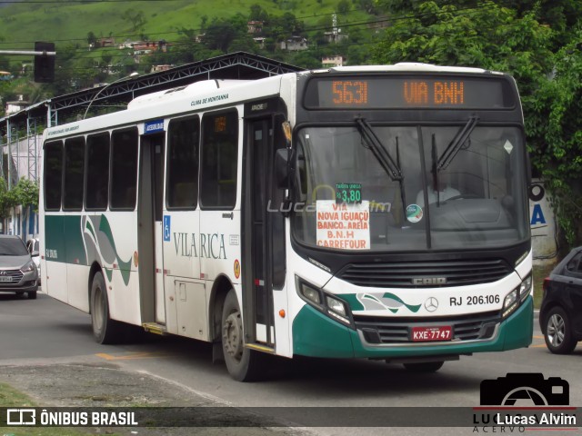 Viação Vila Rica RJ 206.106 na cidade de Nova Iguaçu, Rio de Janeiro, Brasil, por Lucas Alvim. ID da foto: 7609655.