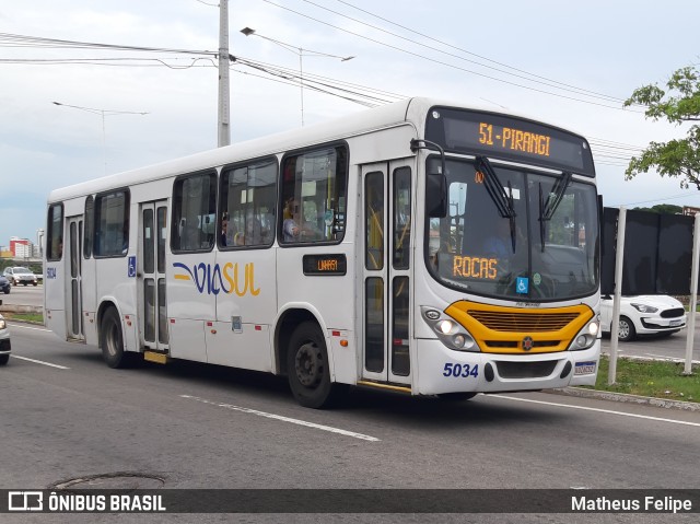 Via Sul TransFlor 5034 na cidade de Natal, Rio Grande do Norte, Brasil, por Matheus Felipe. ID da foto: 7611361.