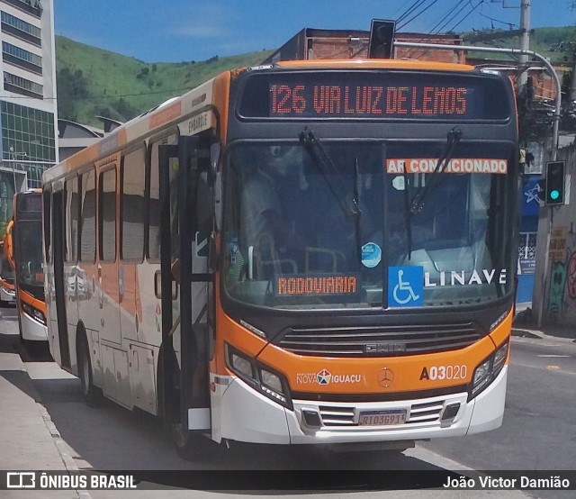 Linave Transportes A03020 na cidade de Rio de Janeiro, Rio de Janeiro, Brasil, por João Victor Damião. Número da foto: #7615649.