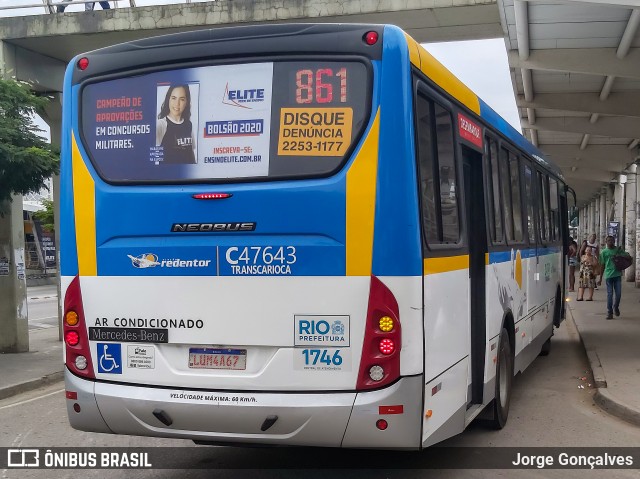 Viação Redentor C47643 na cidade de Rio de Janeiro, Rio de Janeiro, Brasil, por Jorge Gonçalves. Número da foto: #7617751.