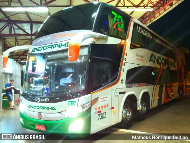 Empresa de Transportes Andorinha 7302 na cidade de Londrina, Paraná, Brasil, por Matheus Henrique Delfino. Número da foto: #7618365.