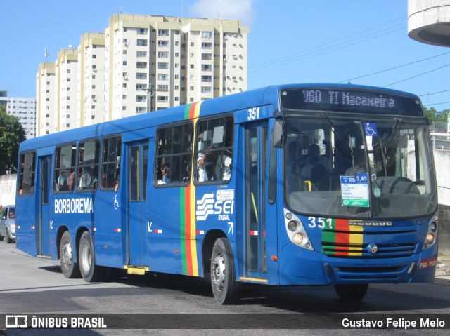 Borborema Imperial Transportes 351 na cidade de Recife, Pernambuco, Brasil, por Gustavo Felipe Melo. ID da foto: 7576473.