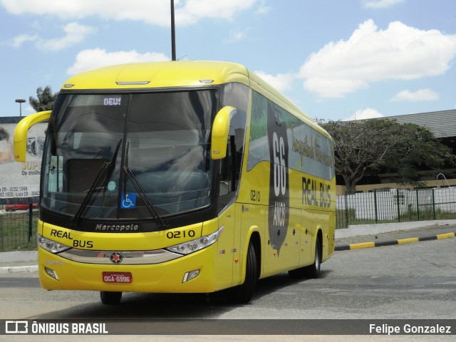 Expresso Real Bus 0210 na cidade de Campina Grande, Paraíba, Brasil, por Felipe Gonzalez. ID da foto: 7630688.