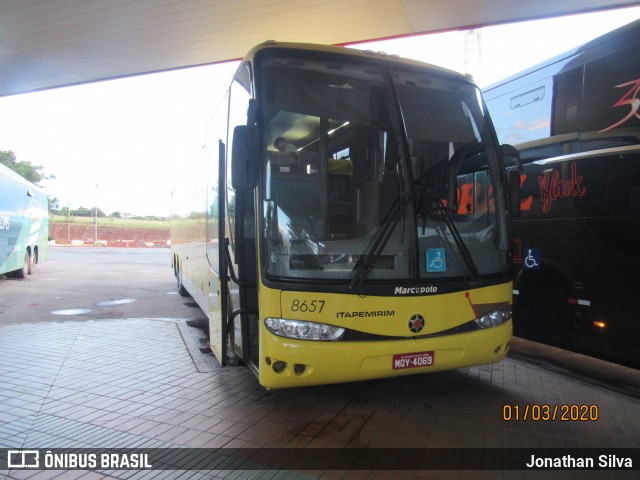 Viação Itapemirim 8657 na cidade de Uberaba, Minas Gerais, Brasil, por Jonathan Silva. ID da foto: 7633687.