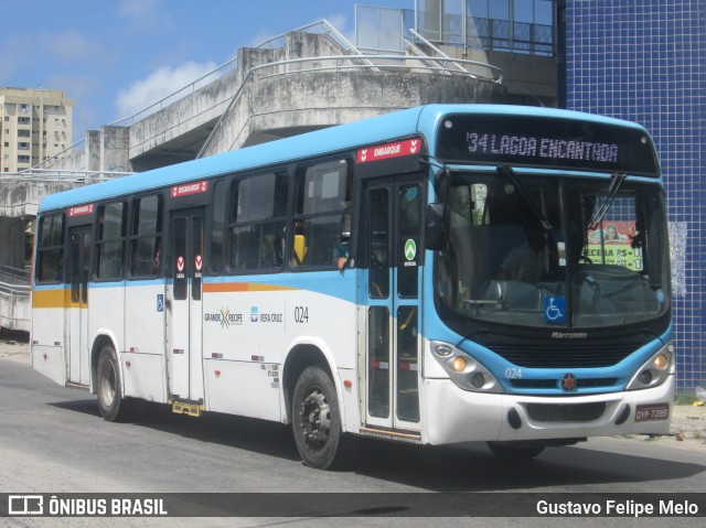 Expresso Vera Cruz 024 na cidade de Recife, Pernambuco, Brasil, por Gustavo Felipe Melo. ID da foto: 7635013.