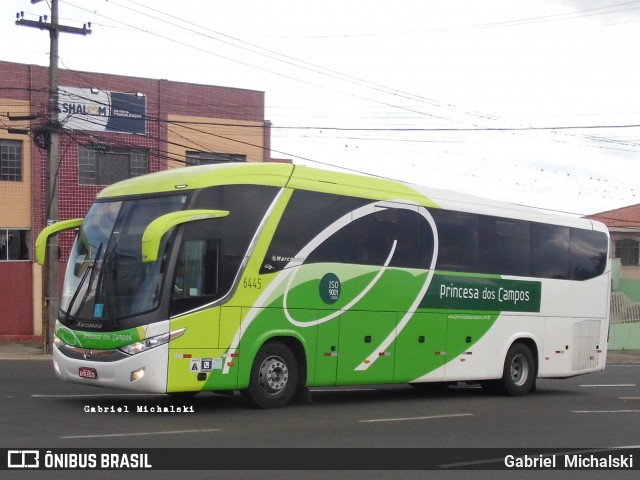 Expresso Princesa dos Campos 6445 na cidade de Ponta Grossa, Paraná, Brasil, por Gabriel Michalski. ID da foto: 7643873.