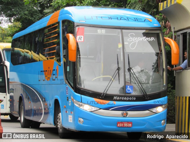 Litorânea Transportes Coletivos 5102 na cidade de São Paulo, São Paulo, Brasil, por Rodrigo  Aparecido. ID da foto: 7650255.