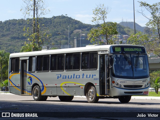 Paulotur Transporte e Turismo 2091 na cidade de Florianópolis, Santa Catarina, Brasil, por João Victor. ID da foto: 7578468.