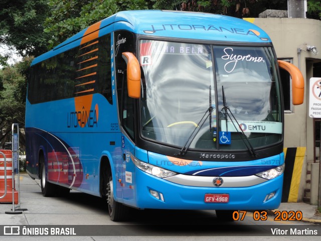 Litorânea Transportes Coletivos 5878 na cidade de São Paulo, São Paulo, Brasil, por Vitor Martins. ID da foto: 7657005.