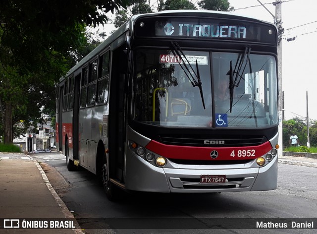 Express Transportes Urbanos Ltda 4 8952 na cidade de São Paulo, São Paulo, Brasil, por Matheus  Daniel. ID da foto: 7661845.