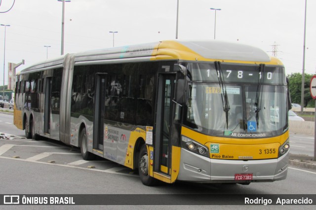 Viação Metrópole Paulista - Zona Leste 3 1355 na cidade de São Paulo, São Paulo, Brasil, por Rodrigo  Aparecido. Número da foto: #7580370.