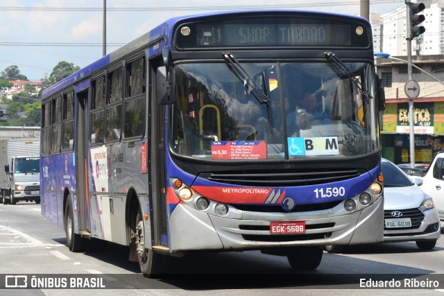 Viação Pirajuçara 11.590 na cidade de Taboão da Serra, São Paulo, Brasil, por Eduardo Ribeiro. ID da foto: 7583829.