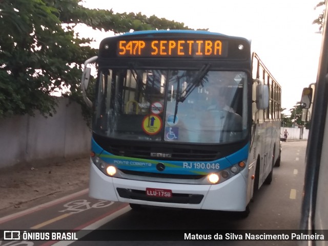 Viação Ponte Coberta RJ 190.046 na cidade de Rio de Janeiro, Rio de Janeiro, Brasil, por Mateus da Silva Nascimento Palmeira. Número da foto: #7590329.