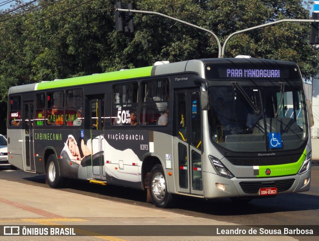 Viação Garcia 8393 na cidade de Maringá, Paraná, Brasil, por Leandro de Sousa Barbosa. Número da foto: #7594174.