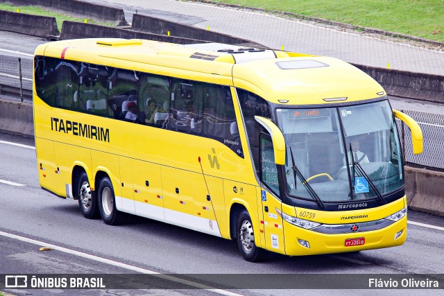 Viação Itapemirim 60759 na cidade de Resende, Rio de Janeiro, Brasil, por Flávio Oliveira. Número da foto: #7718492.