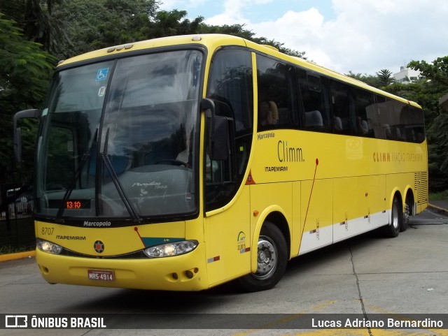Viação Itapemirim 8707 na cidade de São Paulo, São Paulo, Brasil, por Lucas Adriano Bernardino. Número da foto: #7718025.