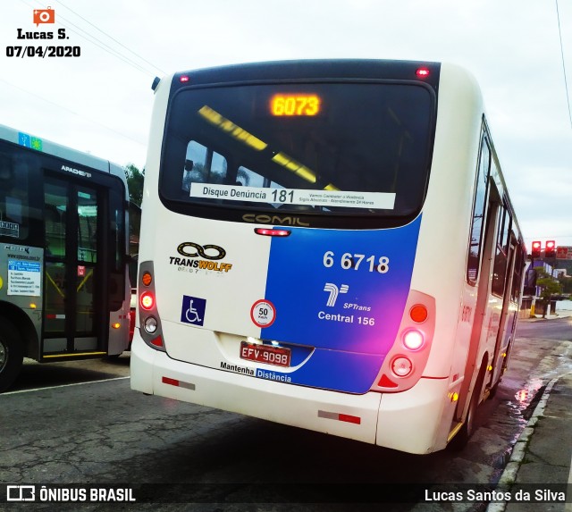 Transwolff Transportes e Turismo 6 6718 na cidade de São Paulo, São Paulo, Brasil, por Lucas Santos da Silva. Número da foto: #7725155.