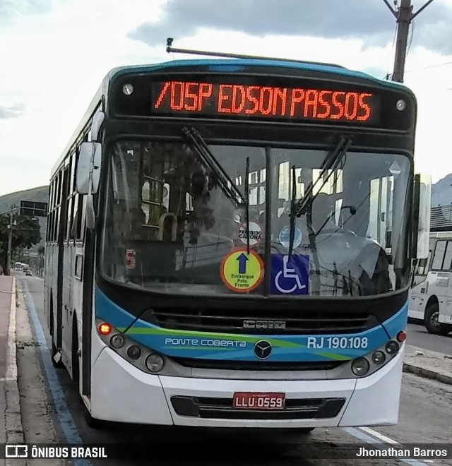 Viação Ponte Coberta RJ 190.108 na cidade de Rio de Janeiro, Rio de Janeiro, Brasil, por Jhonathan Barros. Número da foto: #7723540.