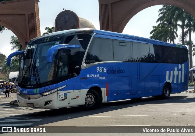 UTIL - União Transporte Interestadual de Luxo 9816 na cidade de Aparecida, São Paulo, Brasil, por Vicente de Paulo Alves. Número da foto: #7730876.