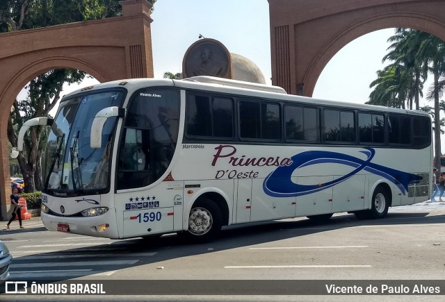 Princesa D'Oeste Fretamento e Turismo 1590 na cidade de Aparecida, São Paulo, Brasil, por Vicente de Paulo Alves. ID da foto: 7731013.