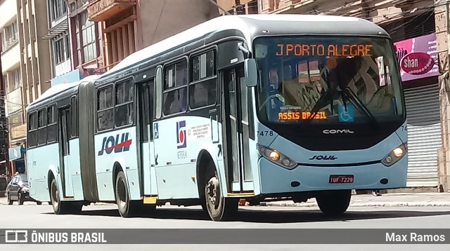 SOUL - Sociedade de Ônibus União Ltda. 7478 na cidade de Porto Alegre, Rio Grande do Sul, Brasil, por Max Ramos. ID da foto: 7674971.