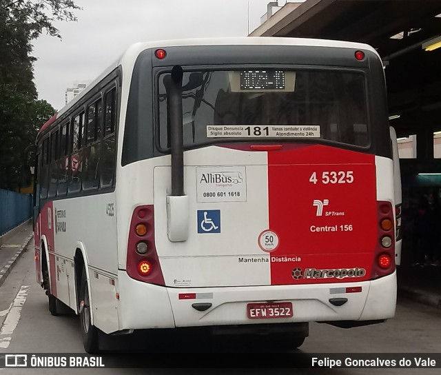 Allibus Transportes 4 5325 na cidade de São Paulo, São Paulo, Brasil, por Felipe Goncalves do Vale. ID da foto: 7673459.