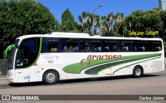 Viação Graciosa 144 na cidade de Curitiba, Paraná, Brasil, por Carlos Júnior. ID da foto: 7754477.