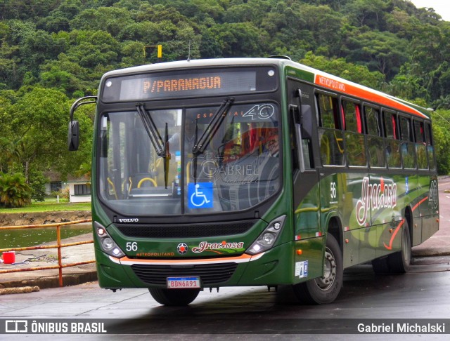 Viação Graciosa 56 na cidade de Guaratuba, Paraná, Brasil, por Gabriel Michalski. ID da foto: 7758901.