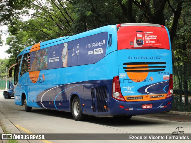 Litorânea Transportes Coletivos 5983 na cidade de São Paulo, São Paulo, Brasil, por Ezequiel Vicente Fernandes. ID da foto: 7770026.