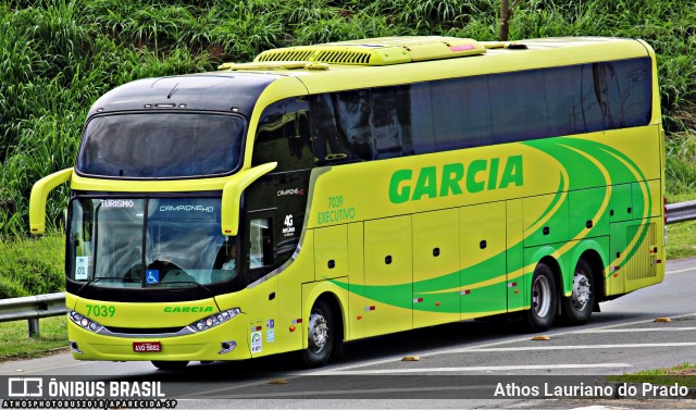 Viação Garcia 7039 na cidade de Aparecida, São Paulo, Brasil, por Athos Lauriano do Prado. ID da foto: 7769916.